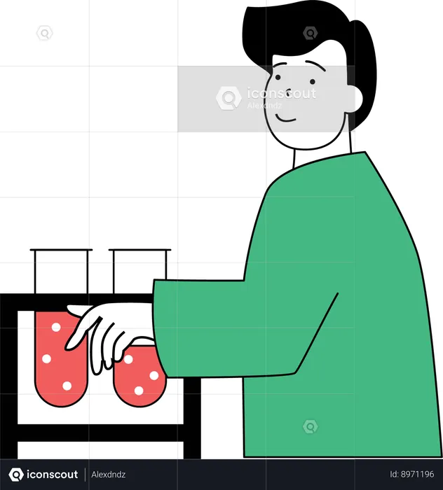 Man doing science experiment  Illustration