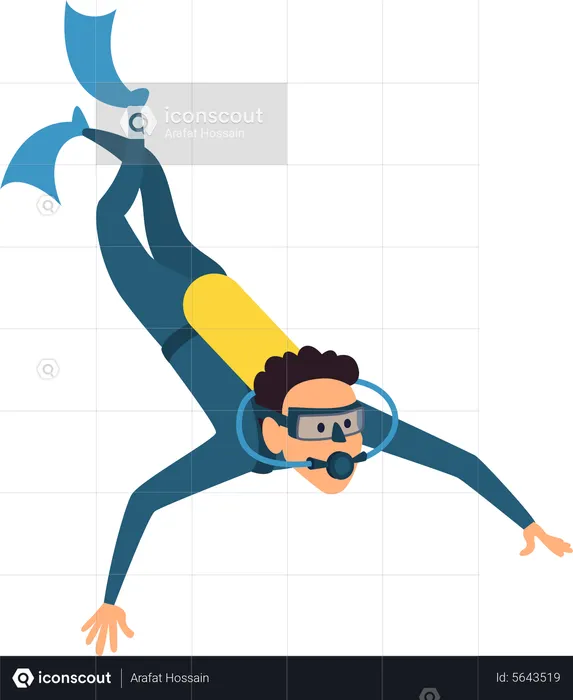 Man Doing Scuba Diving  Illustration