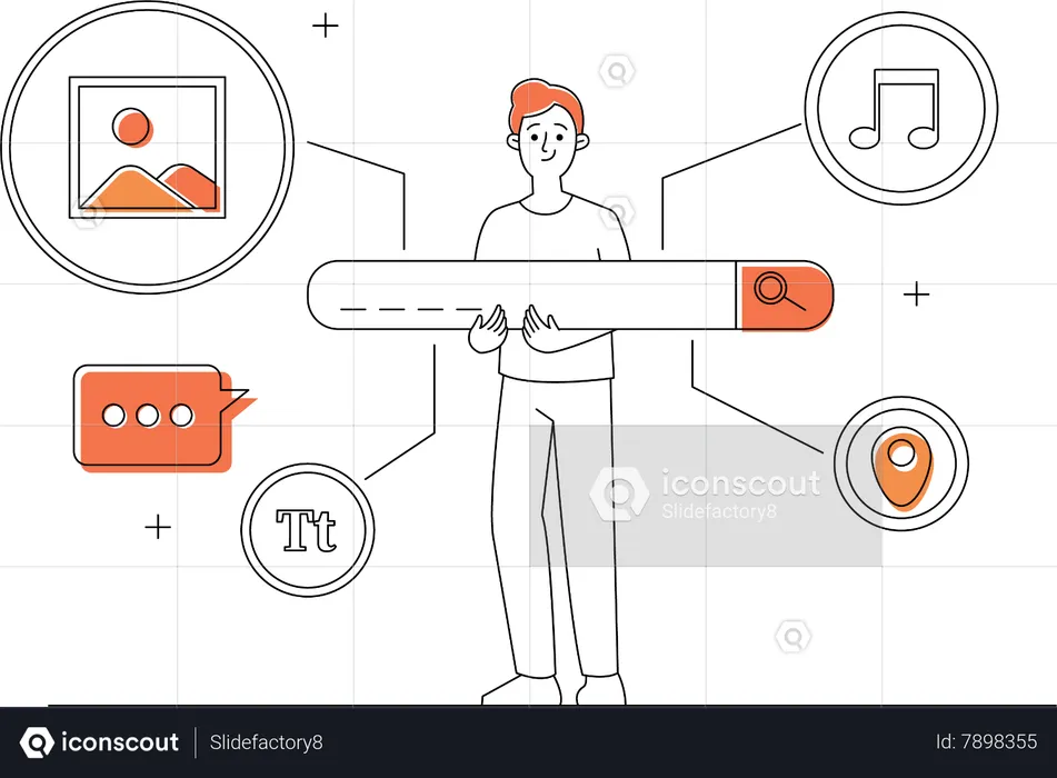 Man doing Search Engine Optimizer Concept  Illustration