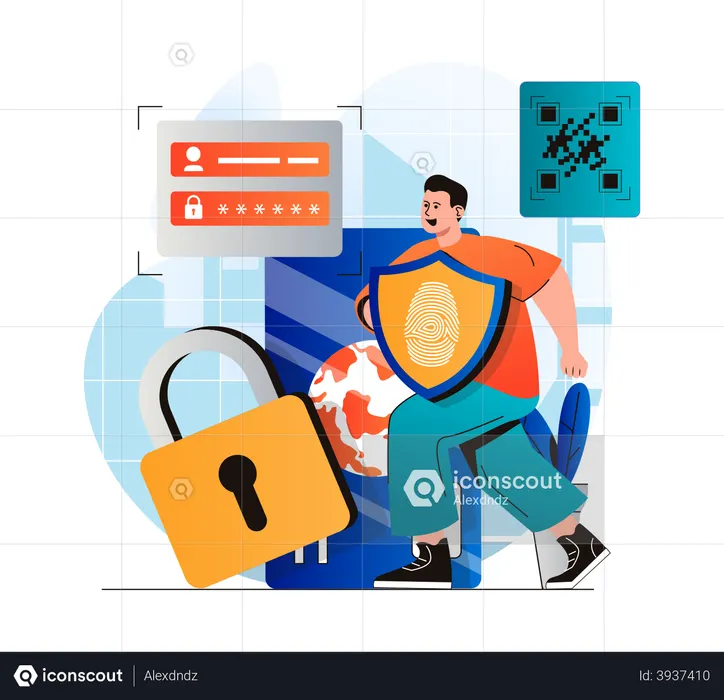 Man doing secure payment  Illustration