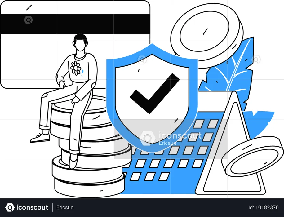 Man doing secure payment using credit card on time duration  Illustration