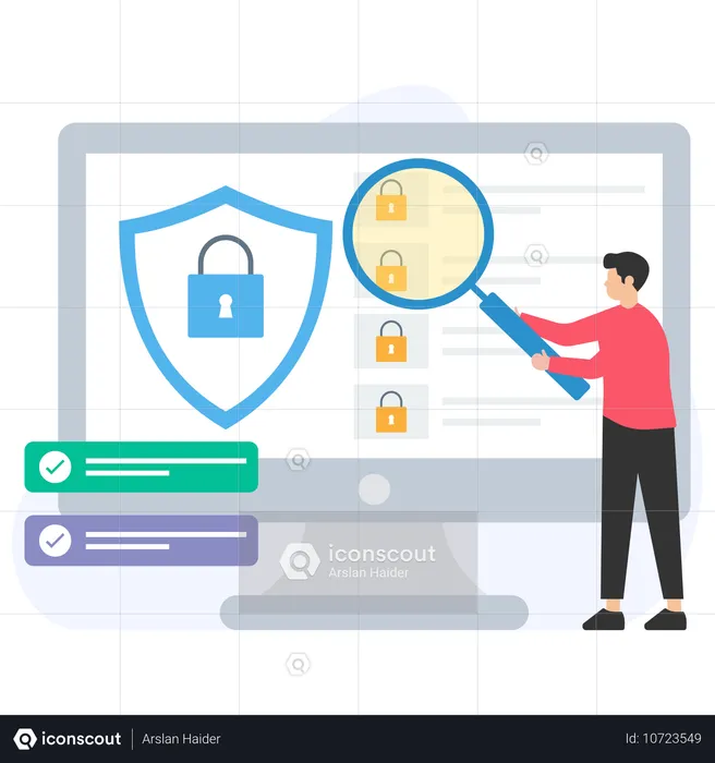 Man Doing Security analysis  Illustration