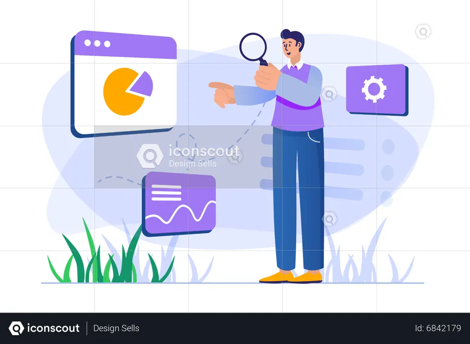 Man doing seo analysis  Illustration