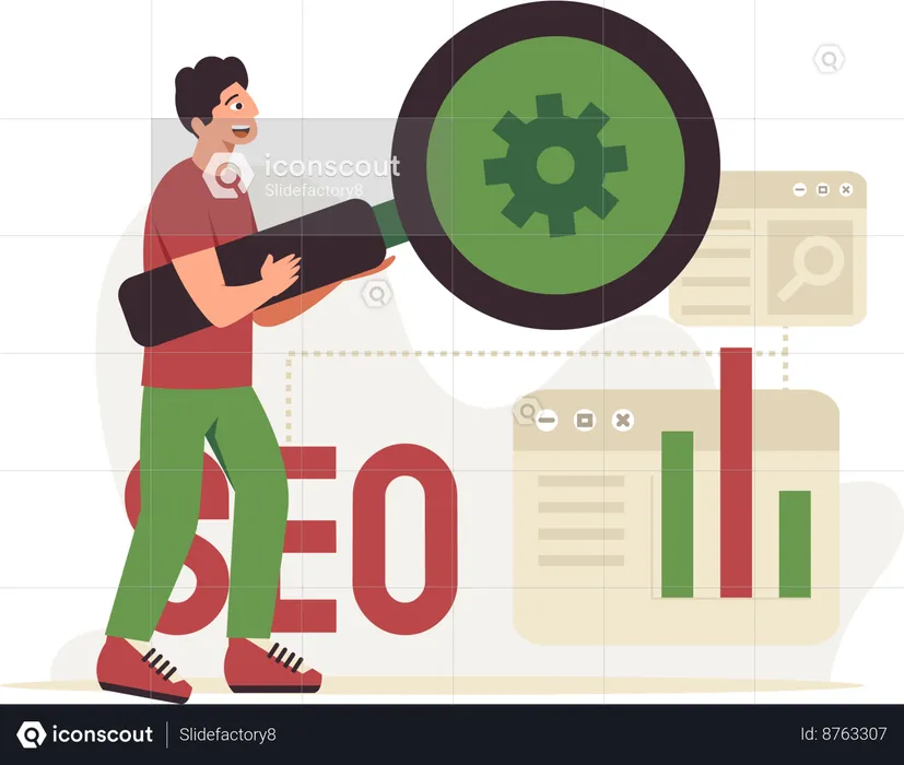 Man doing  Seo setting  Illustration