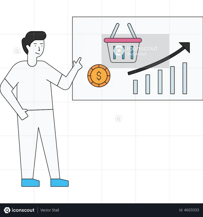 Man doing shopping analysis  Illustration