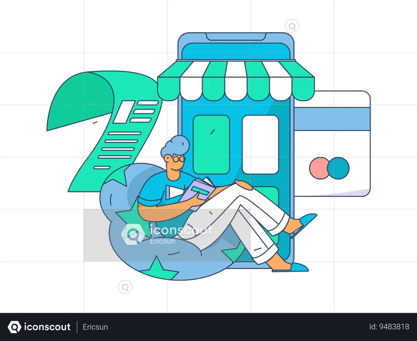 Man doing shopping by credit card  Illustration
