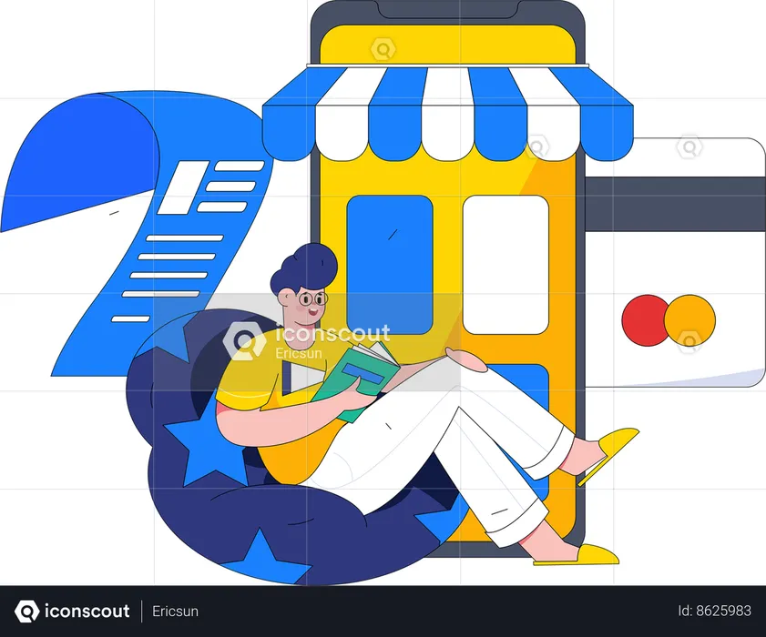 Man doing shopping by credit card  Illustration