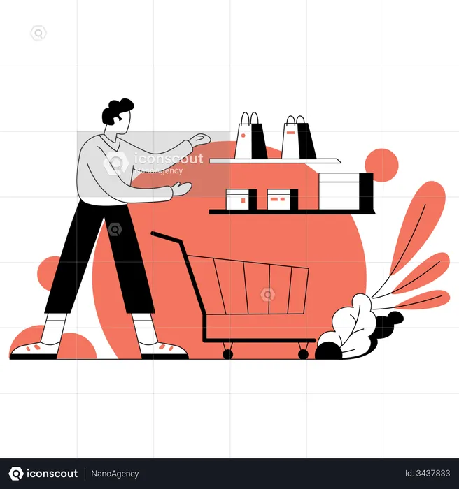 Man doing shopping from store  Illustration