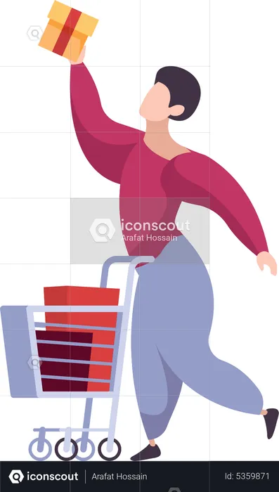 Man doing shopping  Illustration