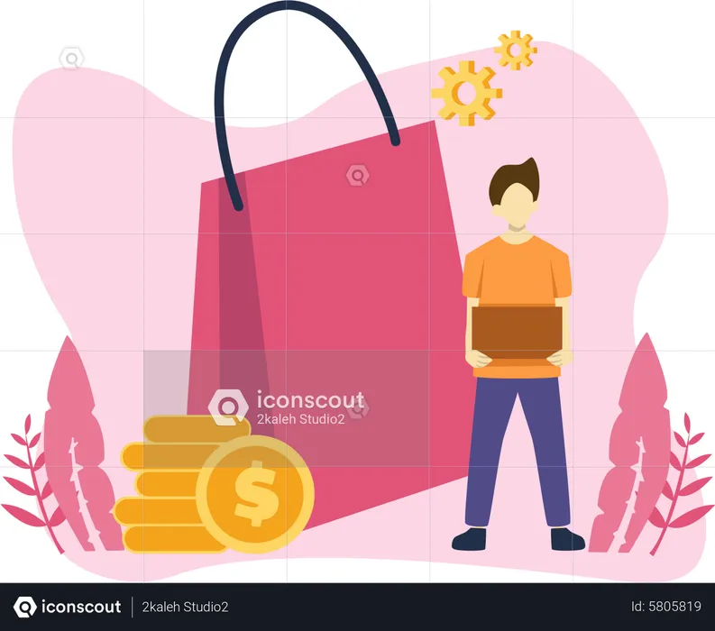 Man doing shopping  Illustration