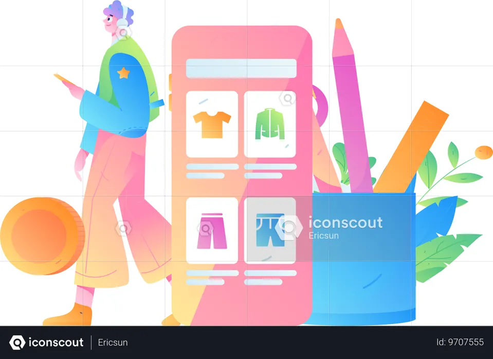 Man Doing Shopping  Illustration
