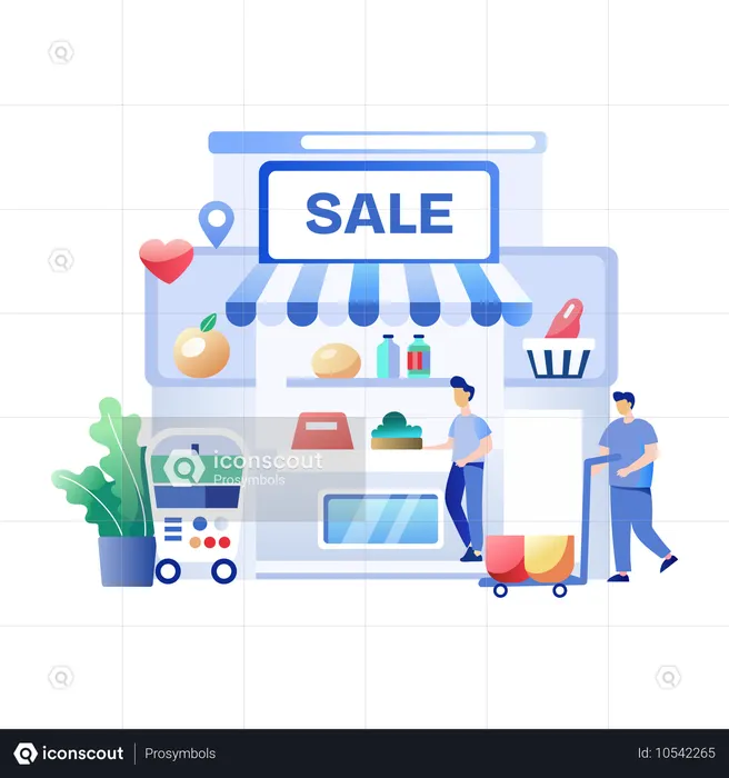 Man doing shopping in shopping Sale at store  Illustration