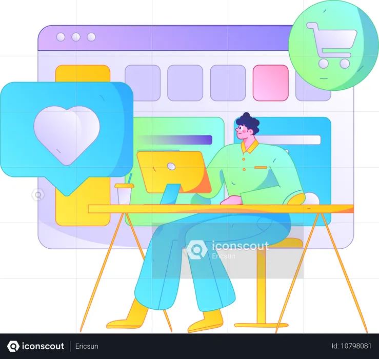 Man doing shopping on marketplace  Illustration