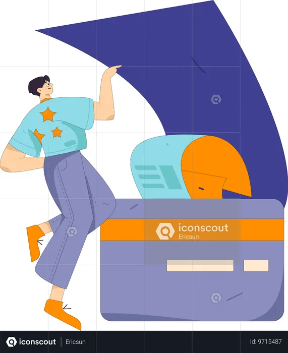 Man doing shopping payment using card  Illustration