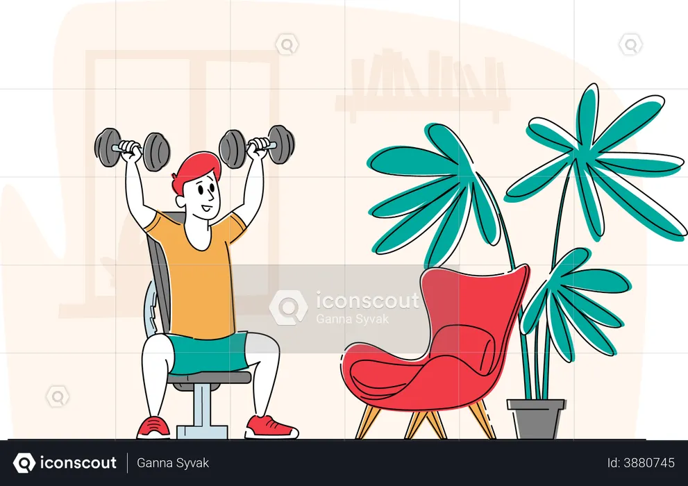 Man doing Shoulder Exercise  Illustration