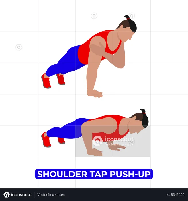 Man Doing Shoulder Tap Push Up Exercise  Illustration