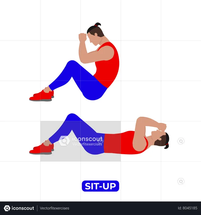 Man Doing Sit Up Exercise  Illustration