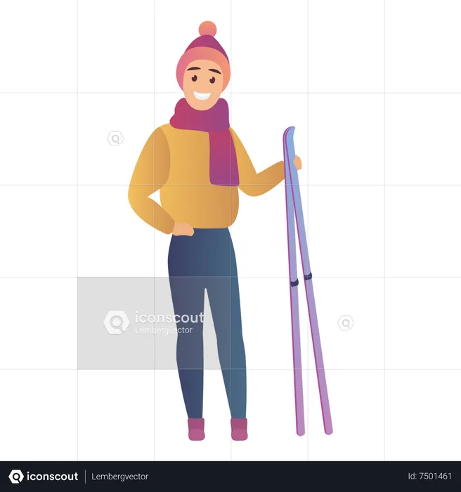 Man doing skiing  Illustration