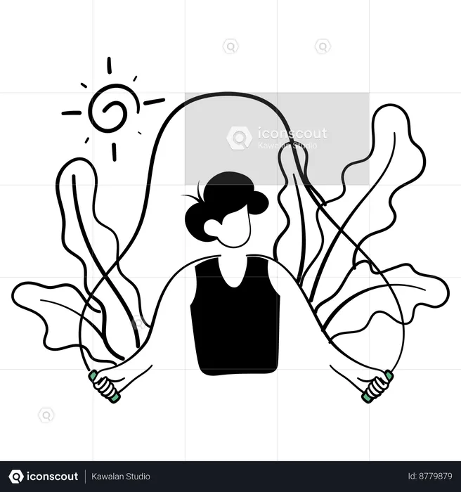 Man doing skipping exercise  Illustration