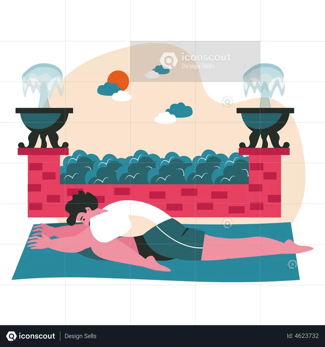 Man doing sleeping swan yoga  Illustration