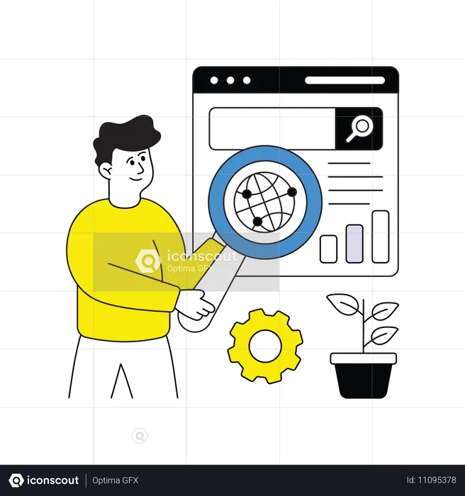 Man doing Smart Web Search  Illustration