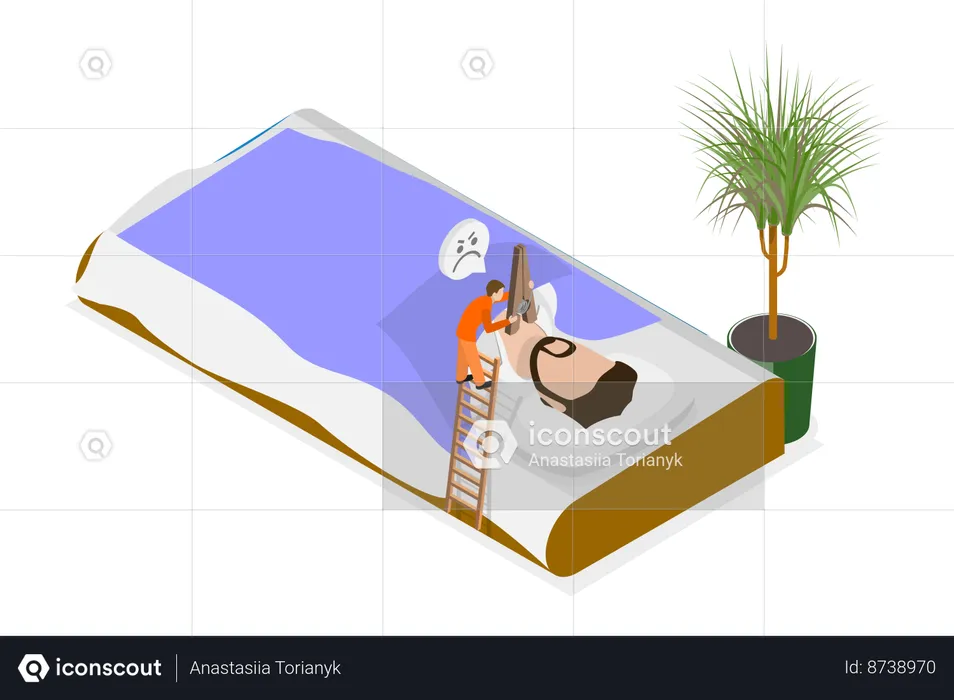 Man doing snoring in night  Illustration