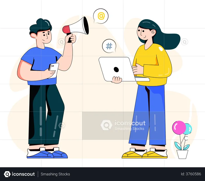 Man doing social media marketing  Illustration
