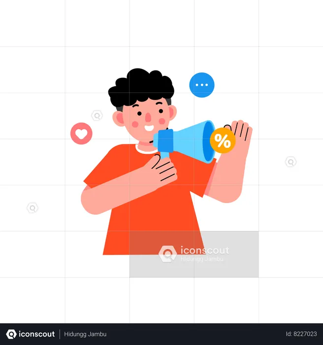 Man doing social media marketing  Illustration