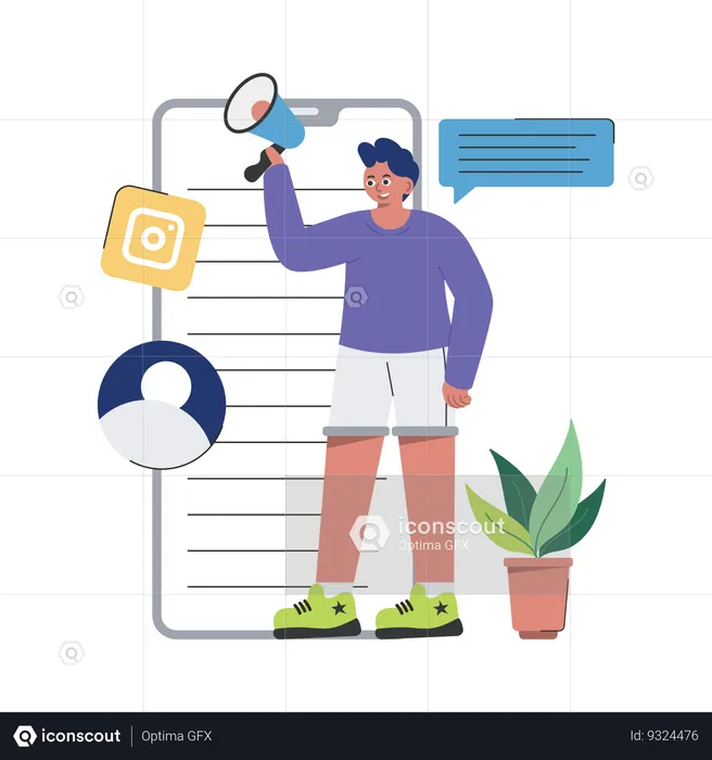 Man doing Social Media marketing  Illustration