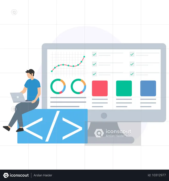 Man Doing Software Development  Illustration