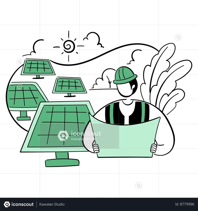 Man doing solar panel installation  Illustration