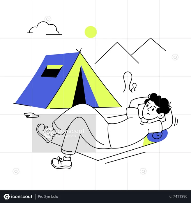 Man doing solo camping  Illustration