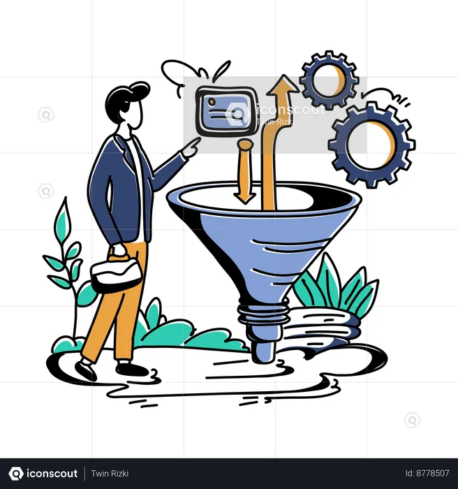 Man doing sorting data  Illustration