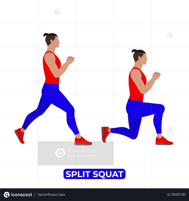 Man Doing Split Squat Exercise  Illustration