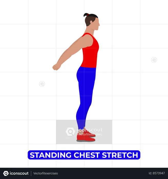 Man Doing Standing Chest Stretch  Illustration