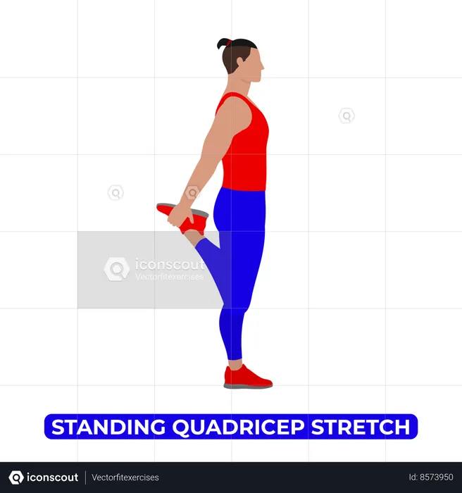 Man Doing Standing Quadricep Stretch  Illustration