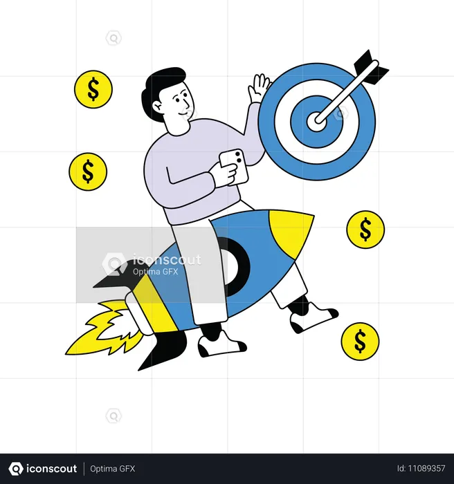 Man Doing Startup Goals  Illustration