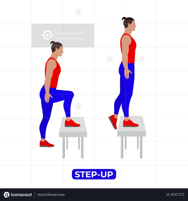 Man Doing Step Up Exercise  Illustration