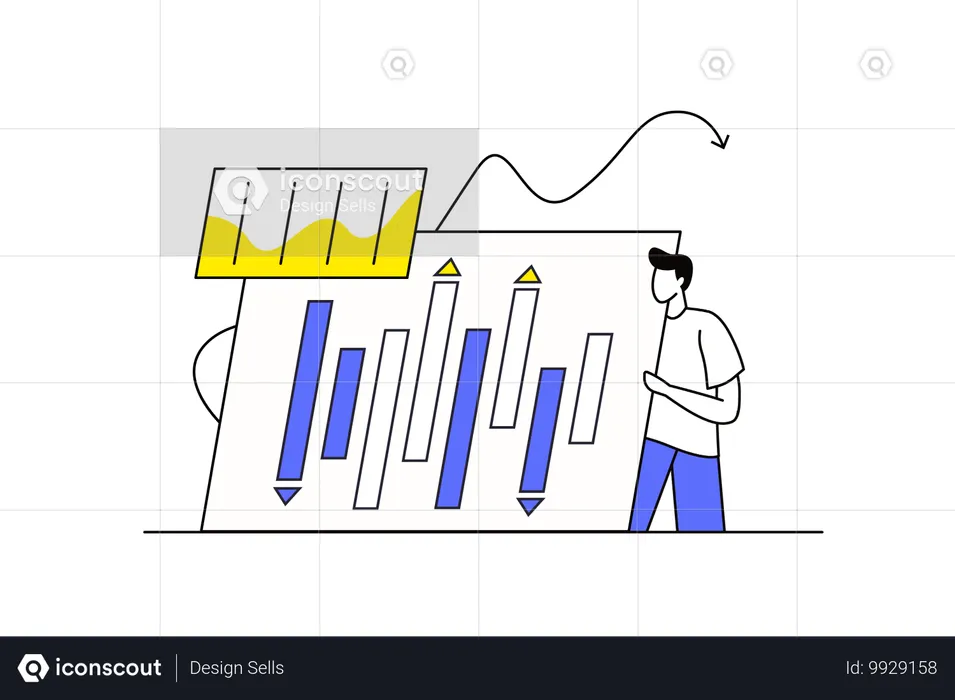 Man doing Stock market analysis  Illustration