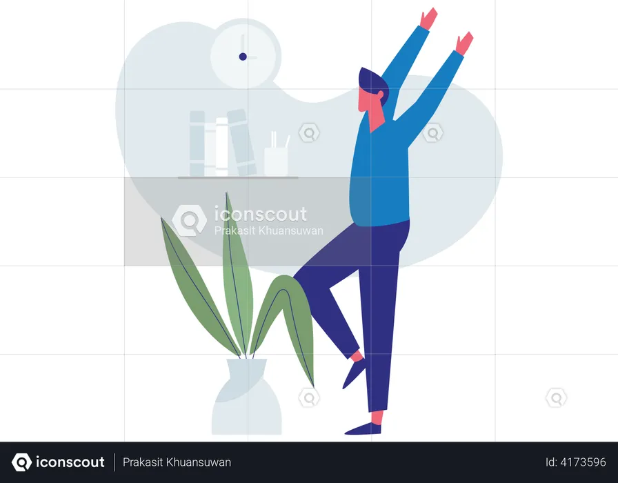 Man Doing Stretching At office Workplace  Illustration