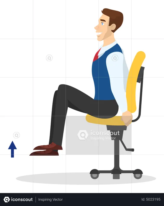 Man doing Stretching leg sitting on the chair in office  Illustration