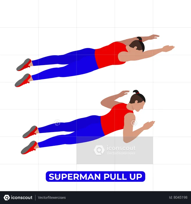 Man Doing Superman Pull Up Exercise  Illustration