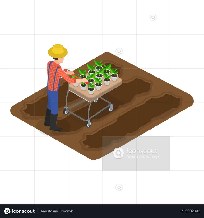 Man doing sustainable farming  Illustration