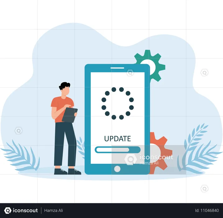 Man doing system update  Illustration