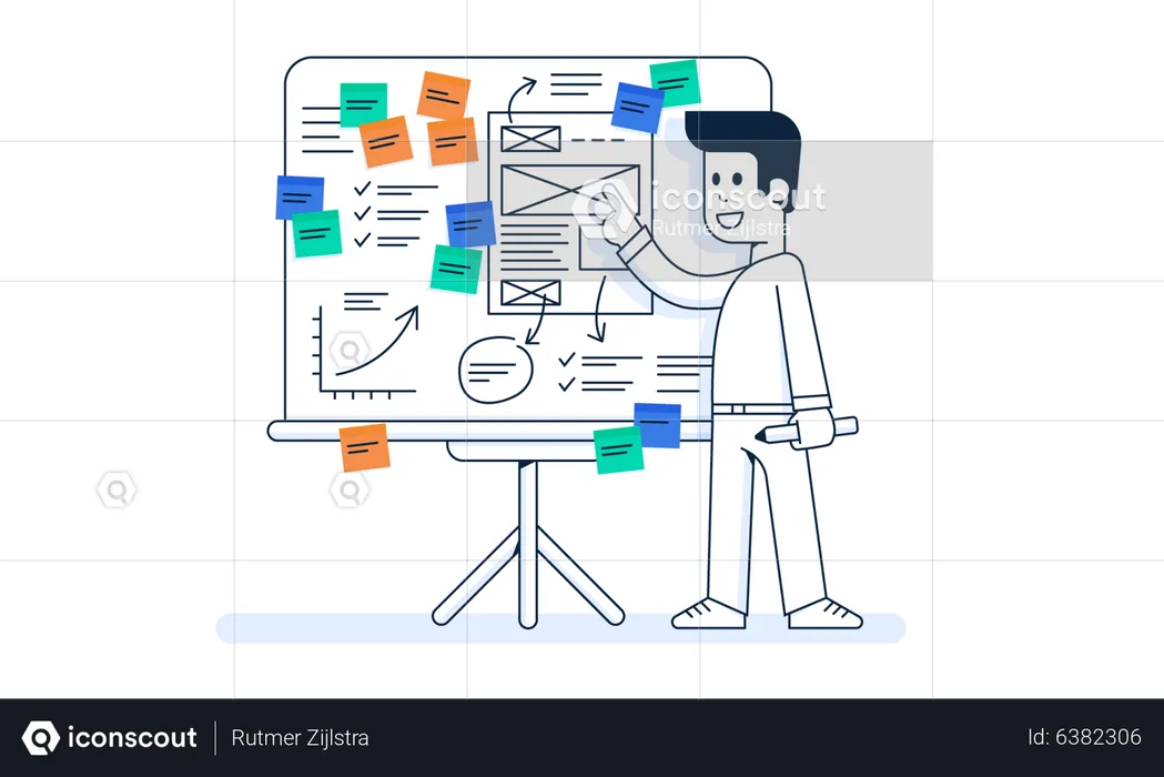 Man doing task brainstorming  Illustration