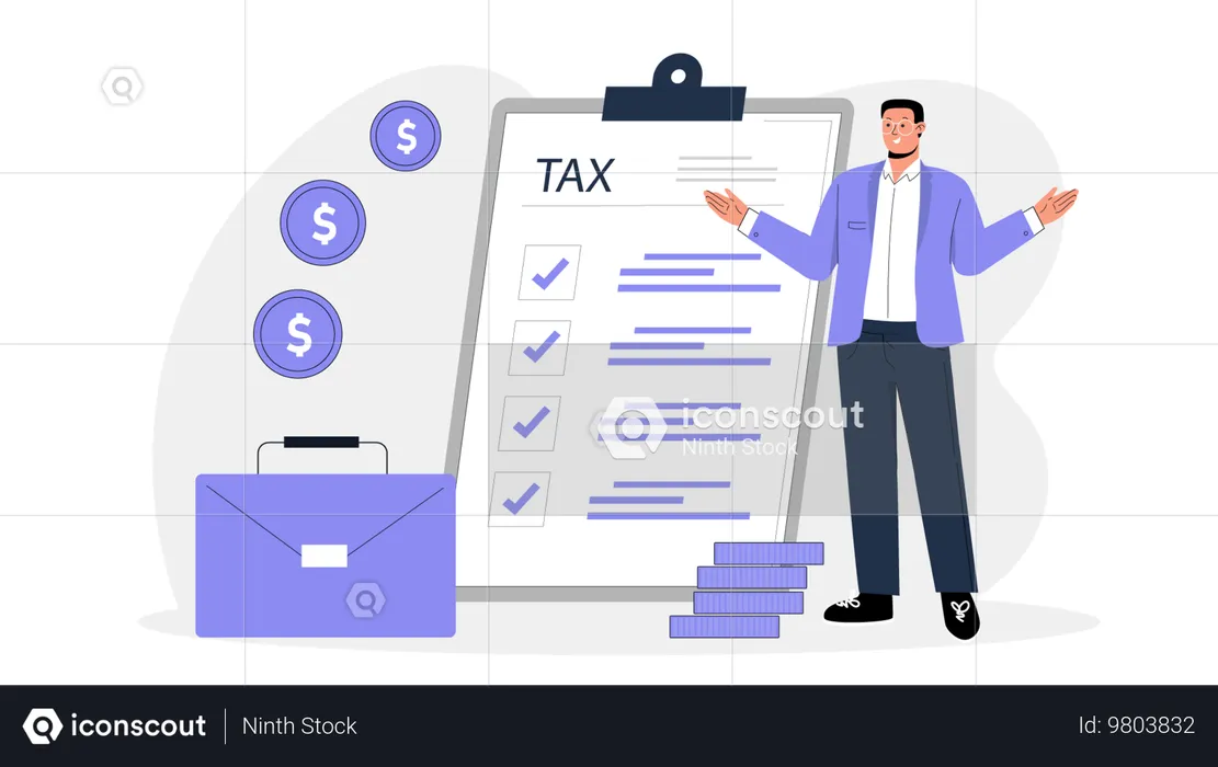 Man doing Tax Payment  Illustration