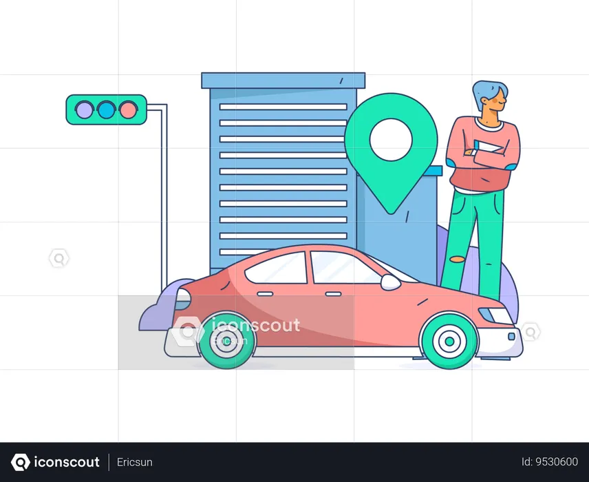 Man doing Taxi booking  Illustration