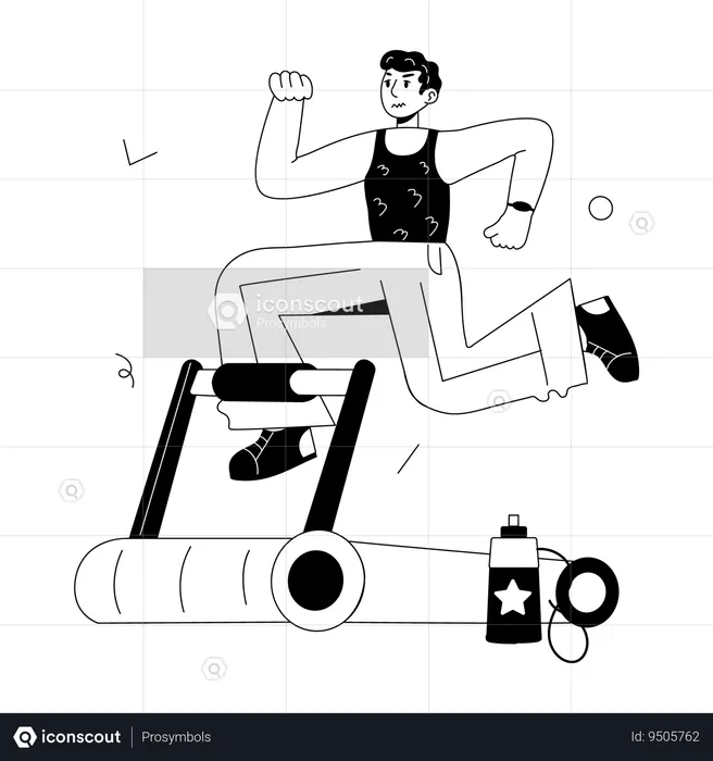 Man doing Treadmill Running  Illustration