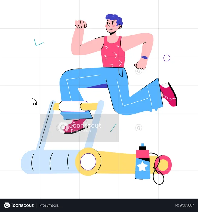 Man doing Treadmill Running  Illustration