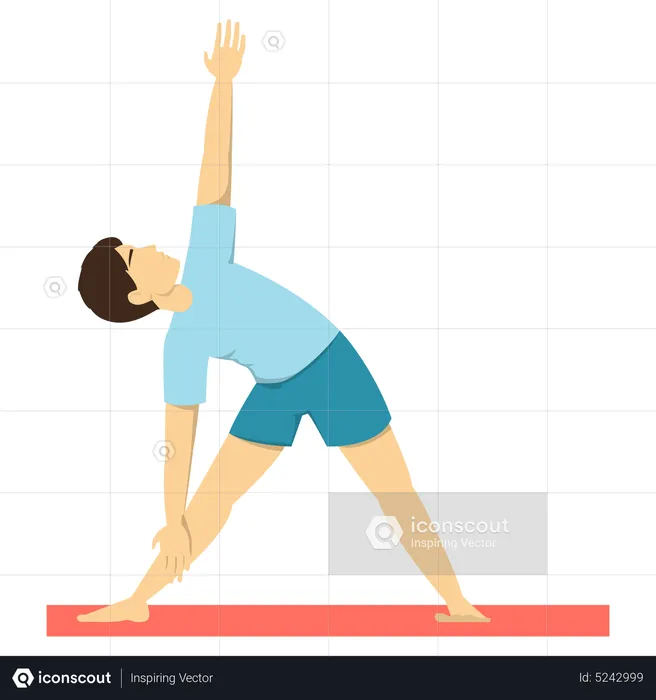 Man doing Triangle yoga pose  Illustration